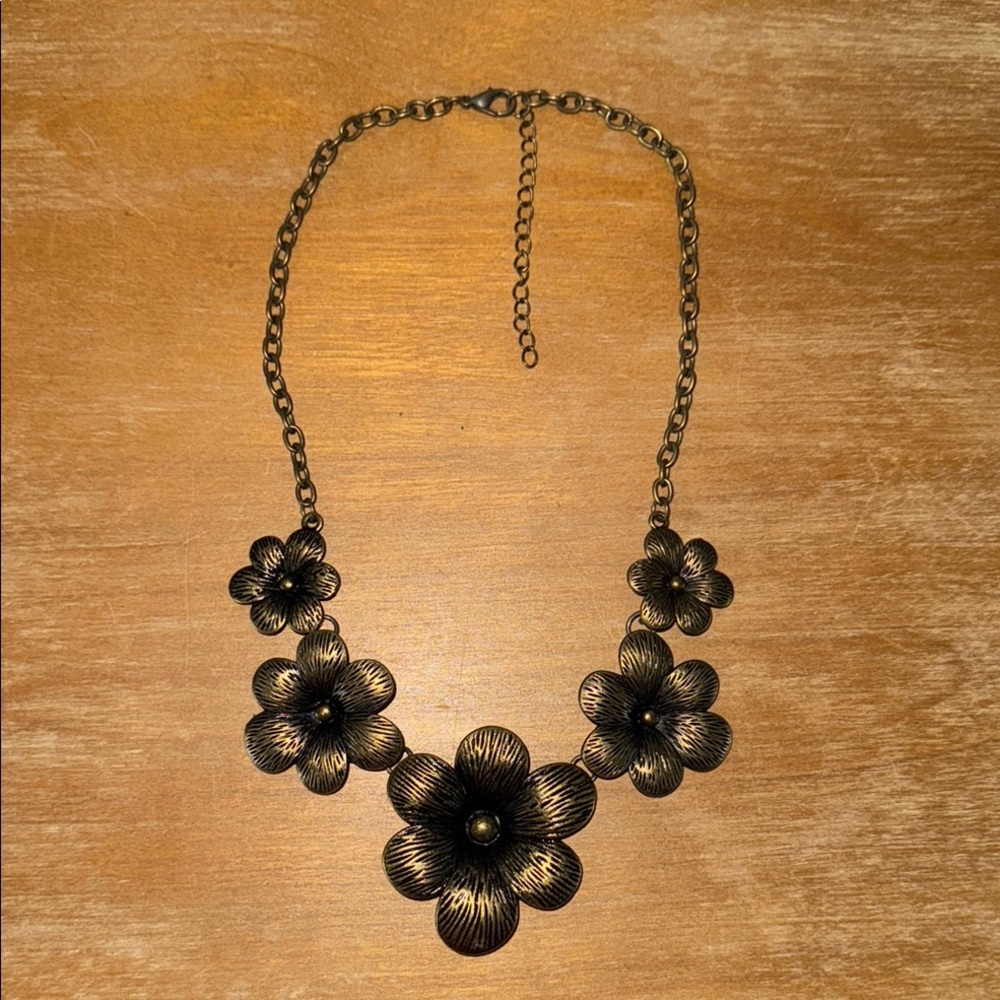Floral Antique Gold Necklace